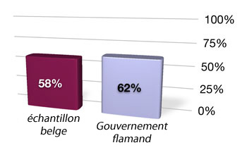 Tous les sites web belges: 58% Gouvernement flamand: 62%
